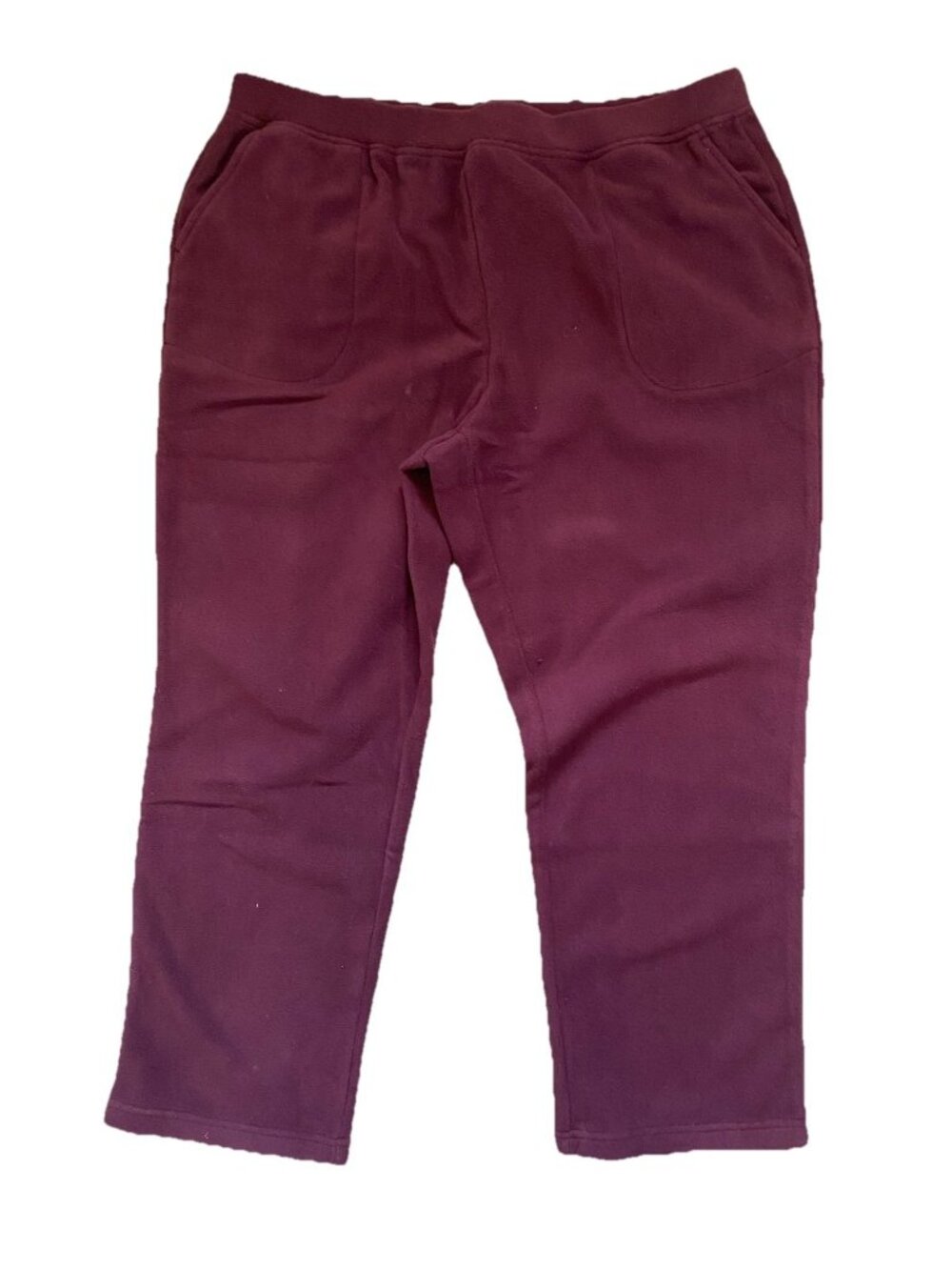 Denim & Co Active 1X P Burgundy Fleece Pull On Lounge Pants Elastic Waist NEW